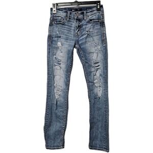 BKE Jeans Mens 26x32 Blue Alec Slim Distressed Ripped Denim Pants AB0011-234